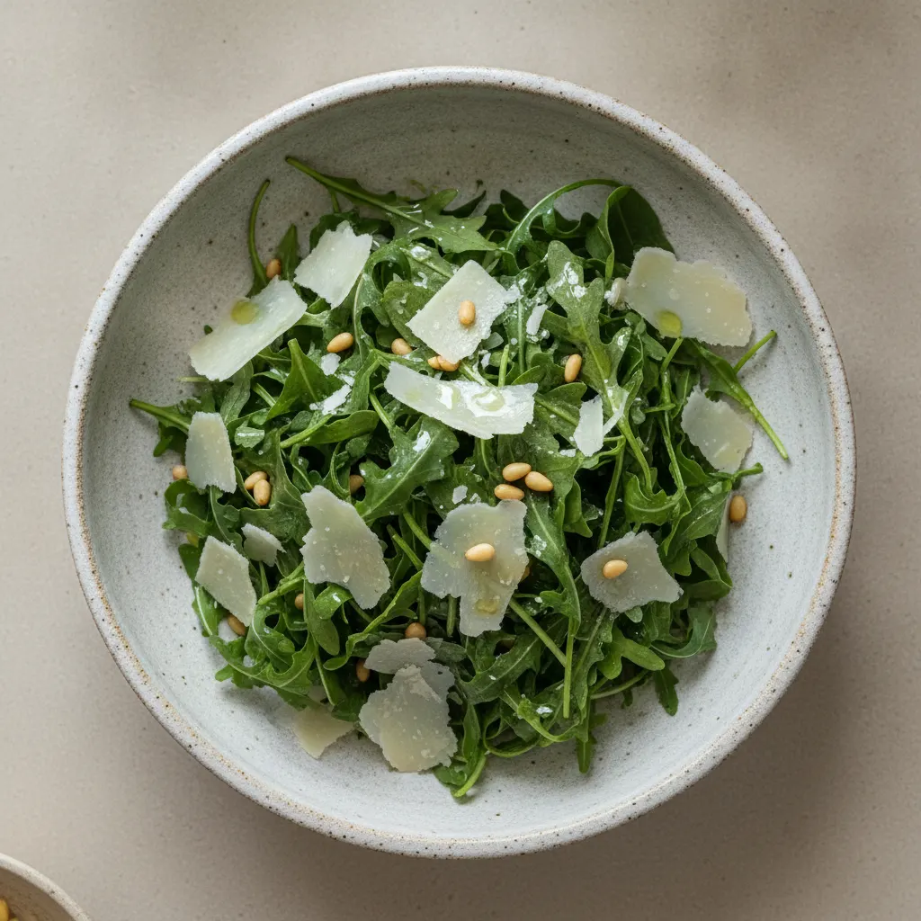 Salade roquette, parmesan et pignons