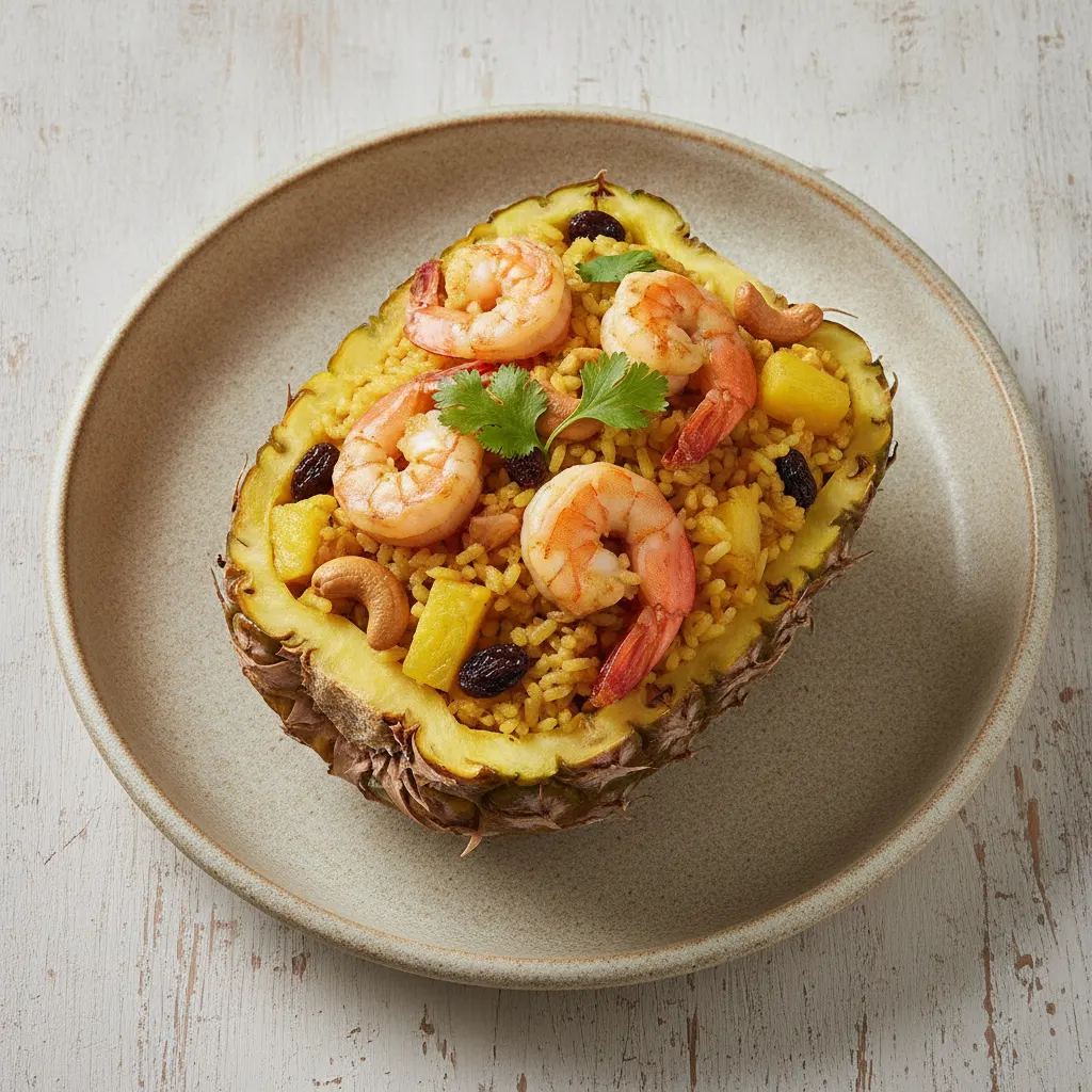 Khao pad sapparod - Riz sauté à l'ananas et aux crevettes
