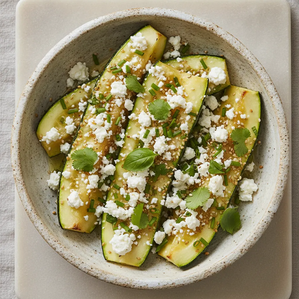 Courgettes rôties au four, feta & herbes aromatiques
