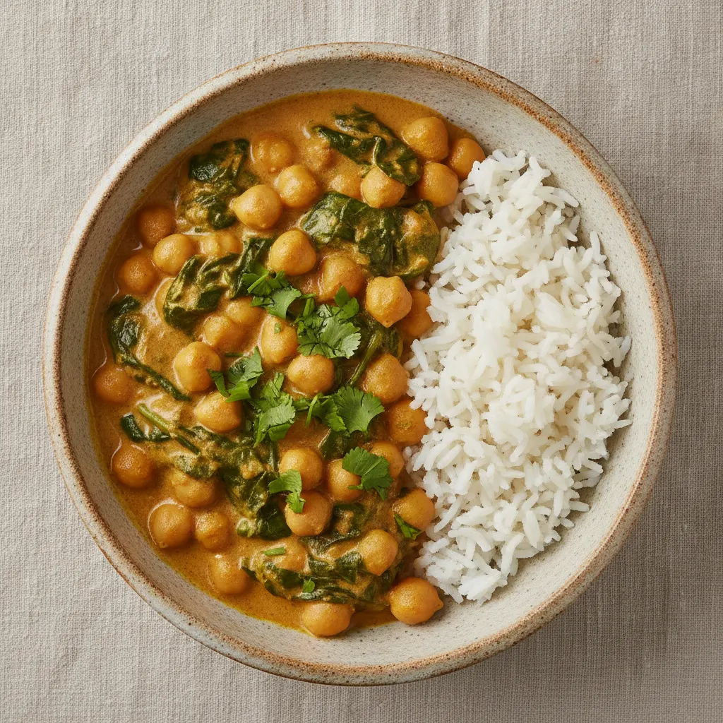 Curry de pois chiches et épinards