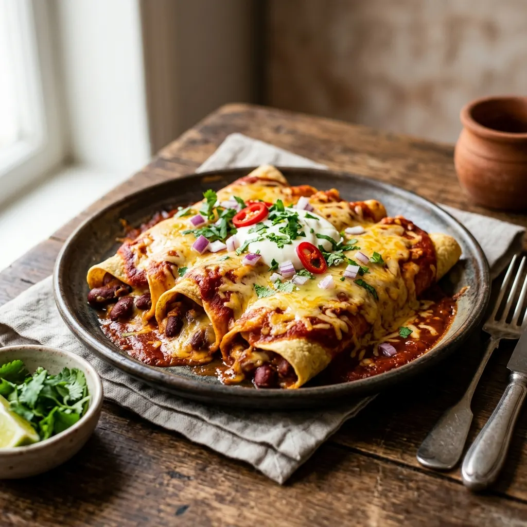 Enchiladas de haricots rouges et cheddar