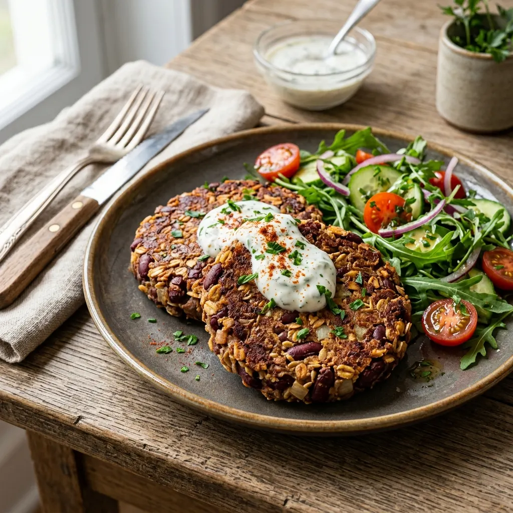Steaks de haricots rouges et flocons d'avoine