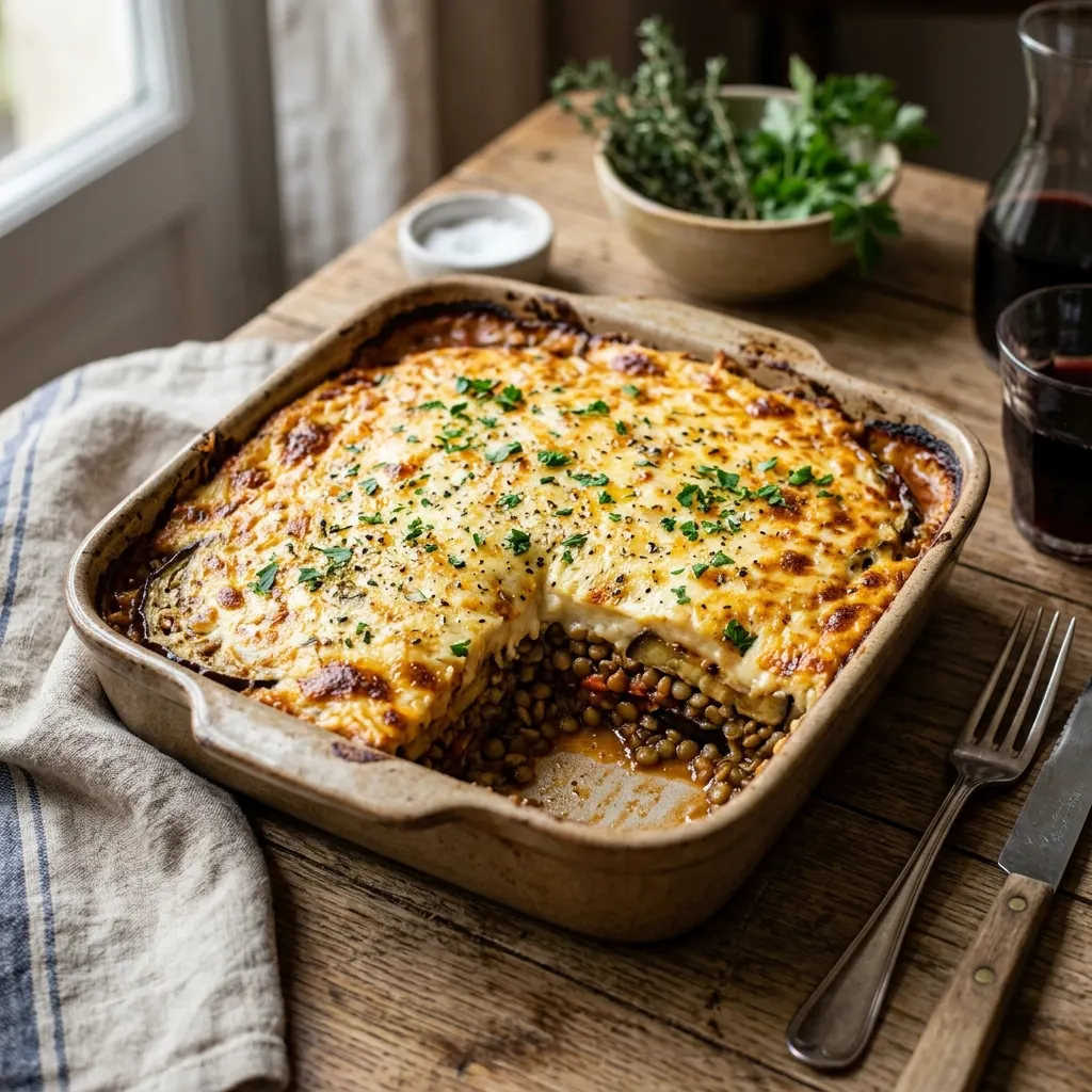 Moussaka végétarienne aux lentilles