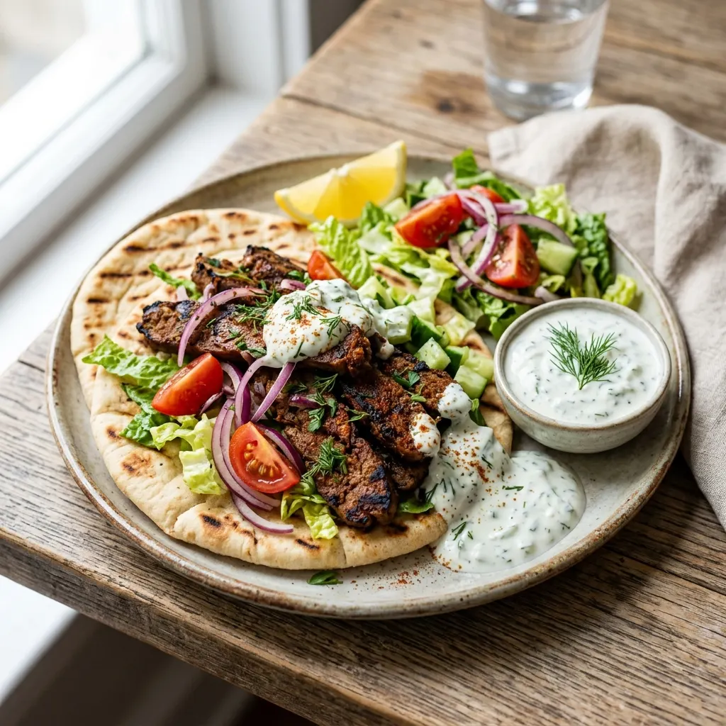 Kebab de seitan, sauce tzatziki