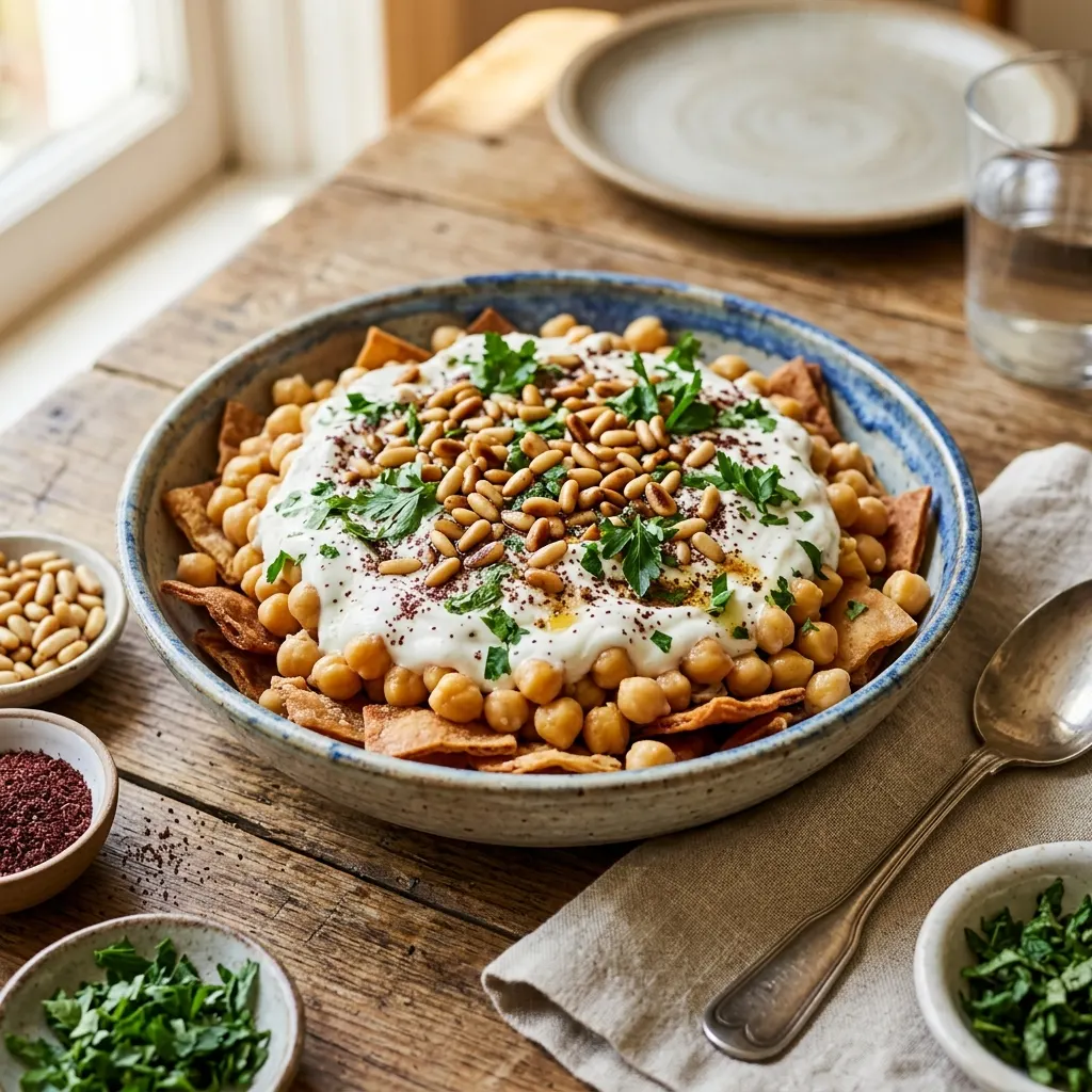 Fatteh de pois chiches au yaourt et tahin