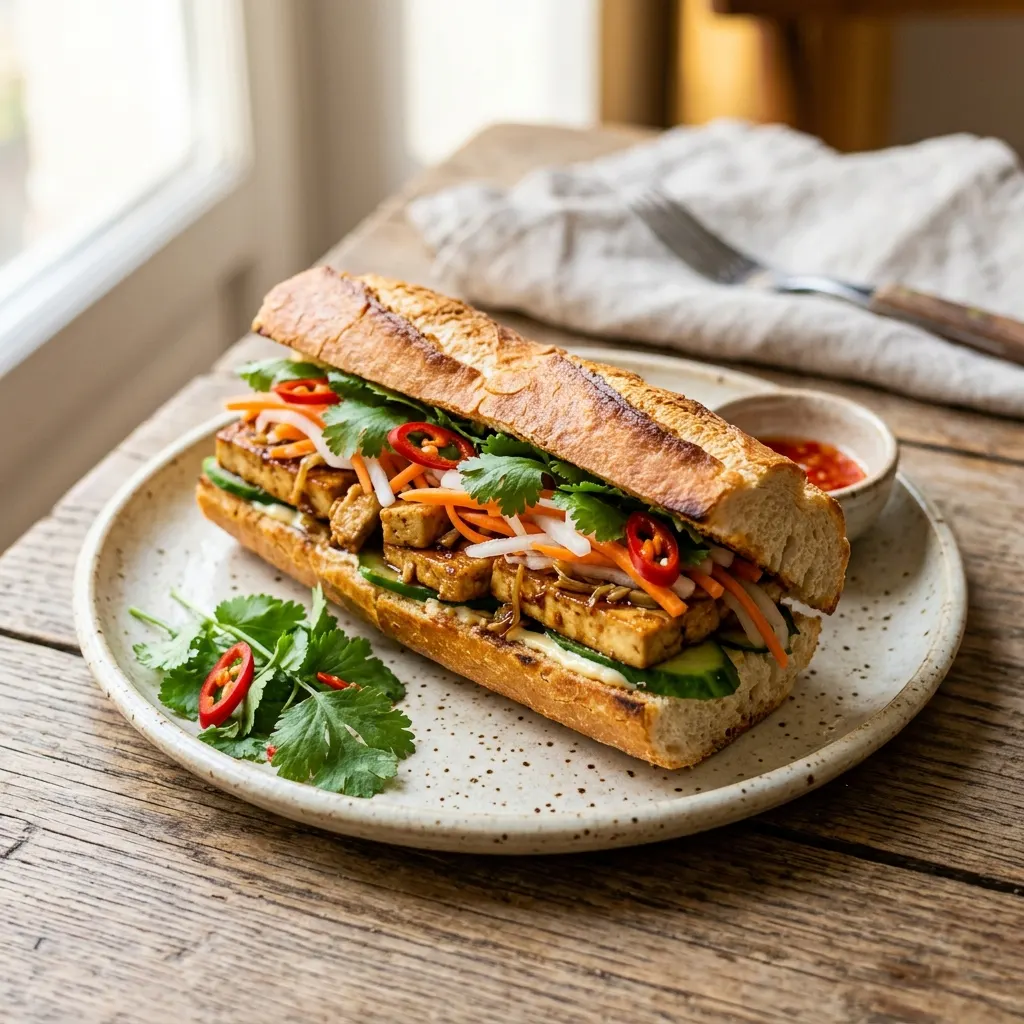 Bánh mì végétarien au tofu citronnelle