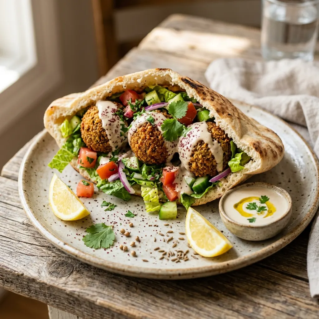 Pita falafel sauce tahin