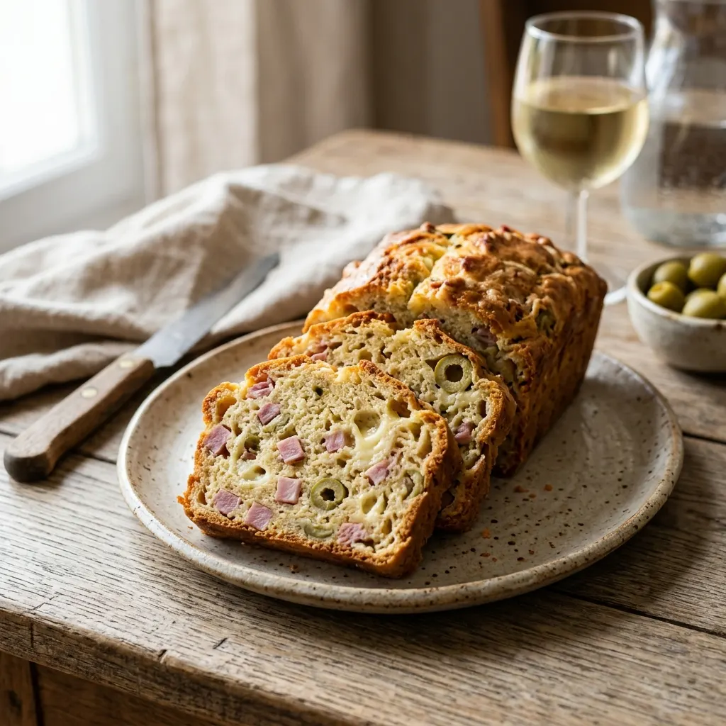 Cake aux olives et au jambon