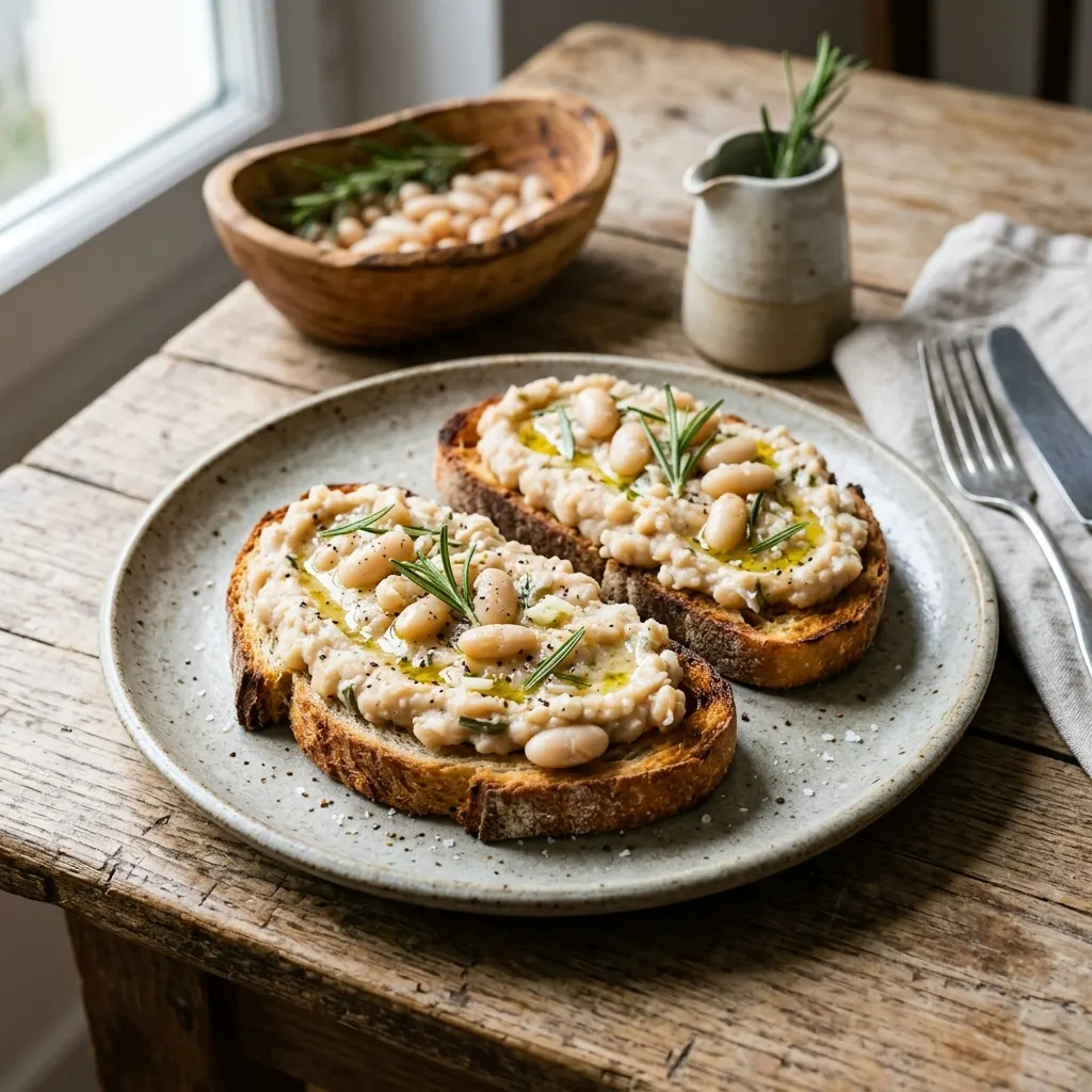 Bruschetta aux haricots blancs et au romarin