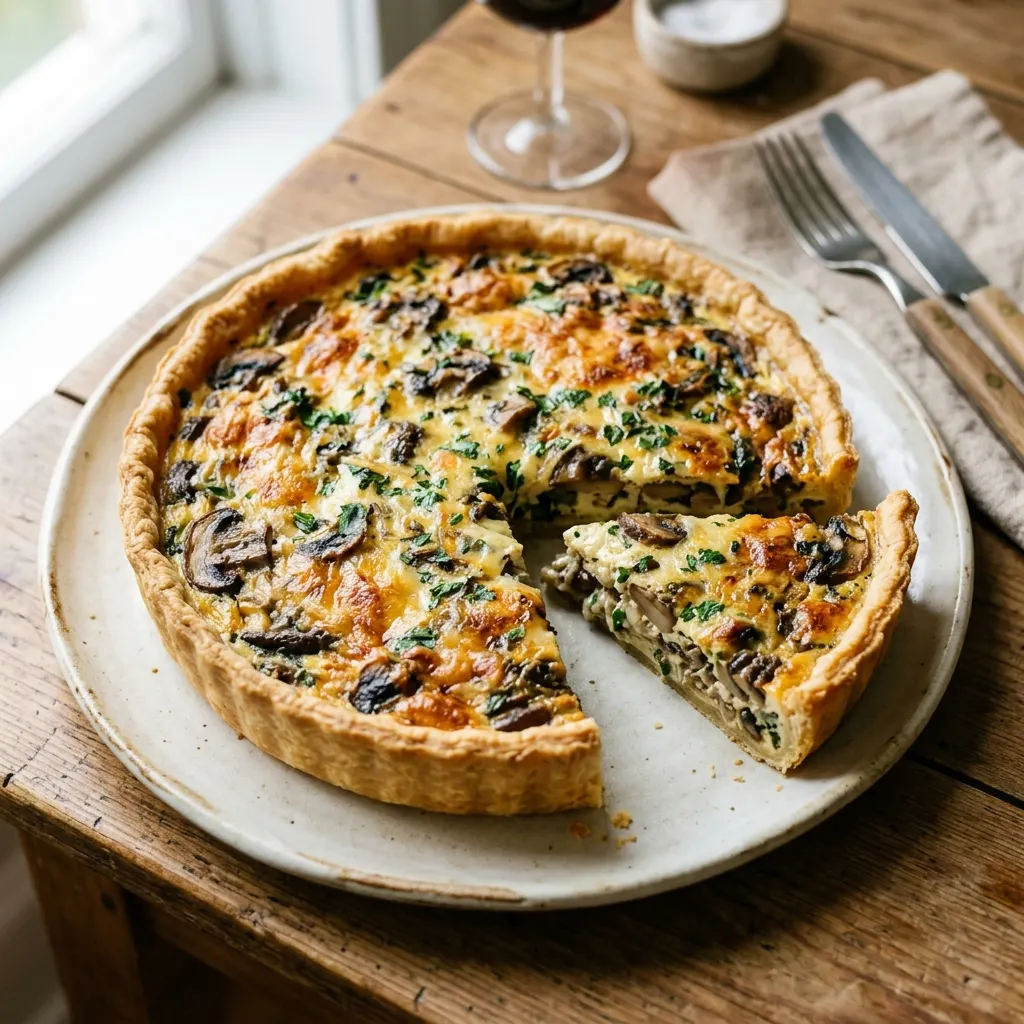Quiche aux champignons et au comté