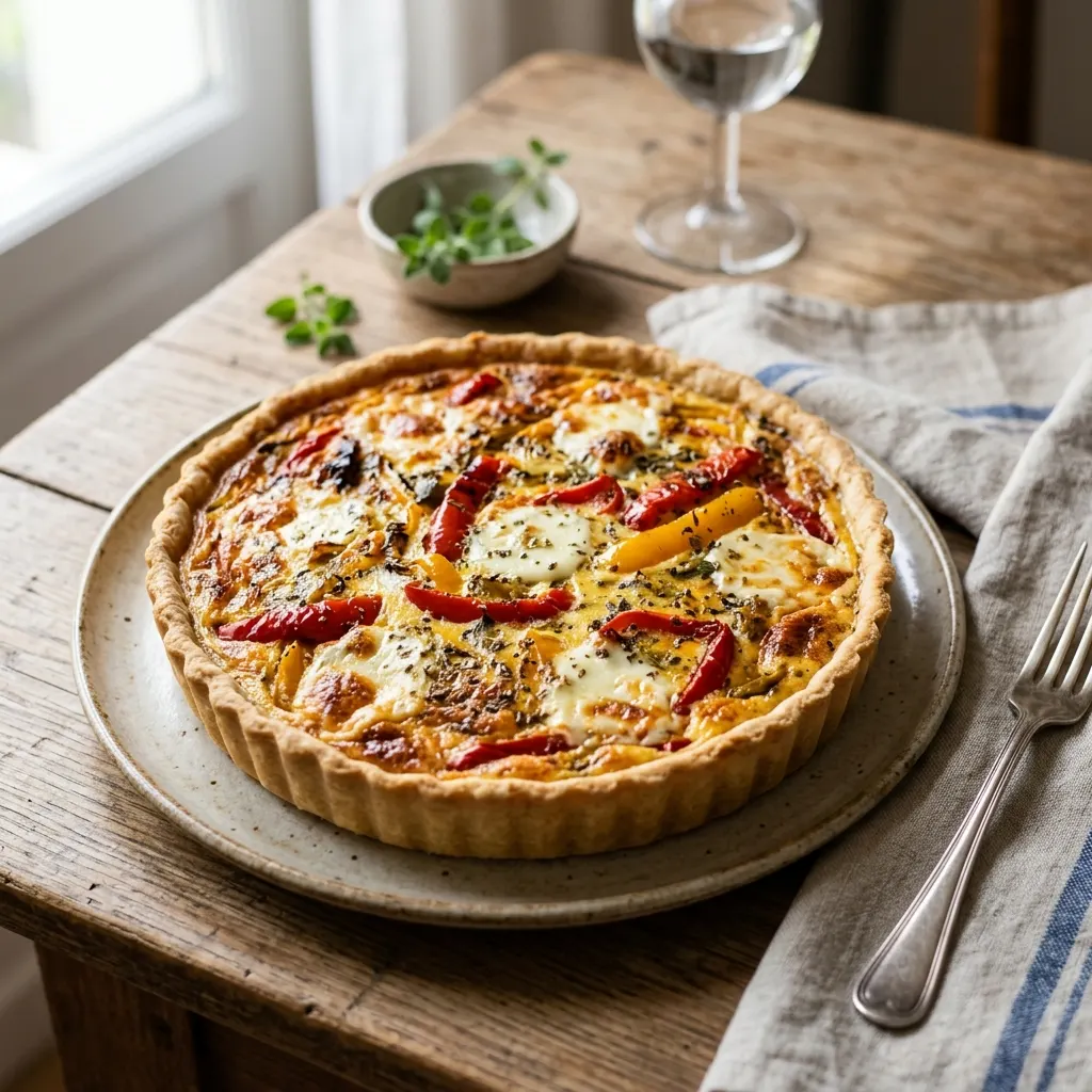 Quiche aux poivrons rôtis et à la mozzarella