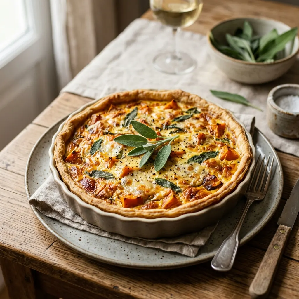 Quiche au potiron et à la sauge