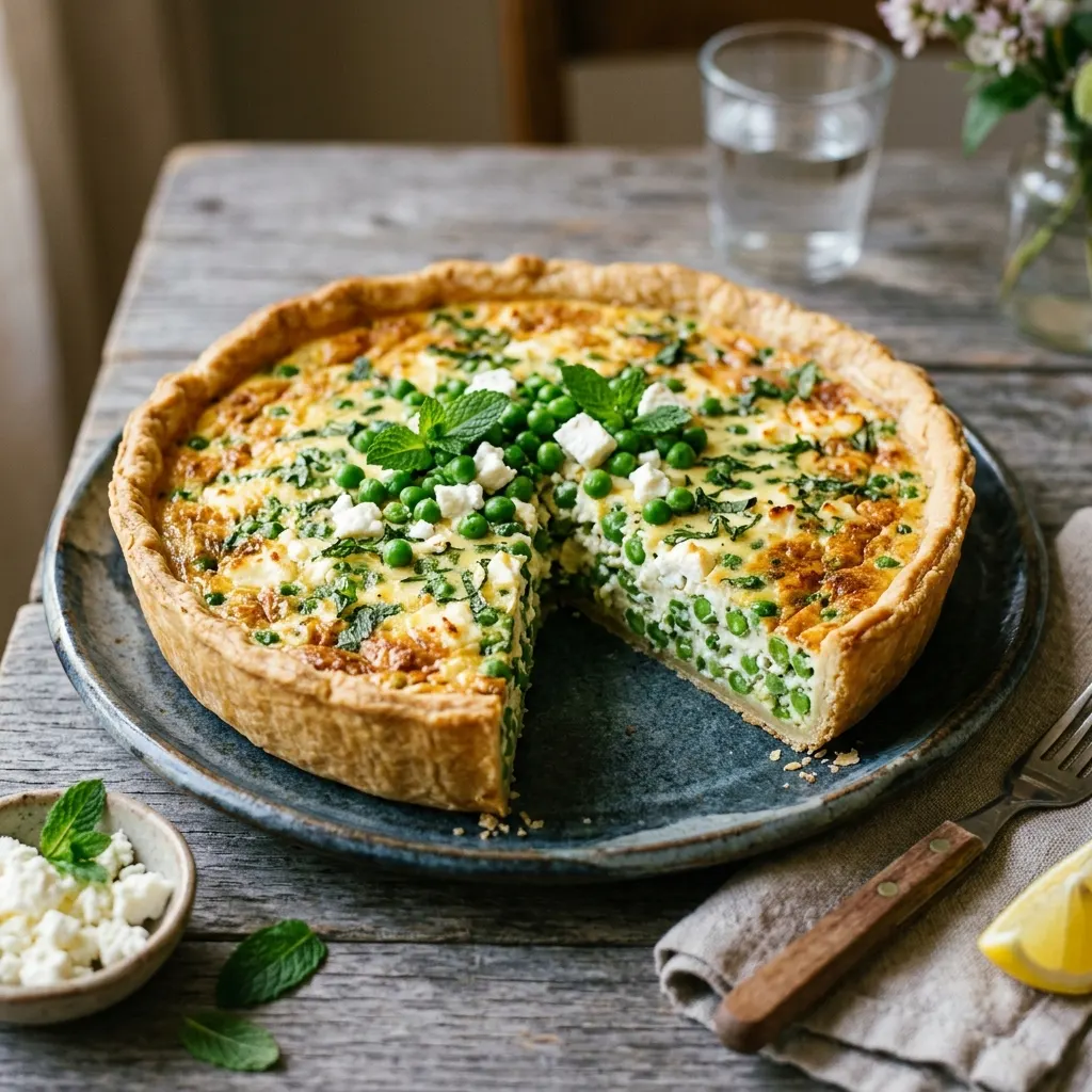Quiche aux petits pois et à la menthe