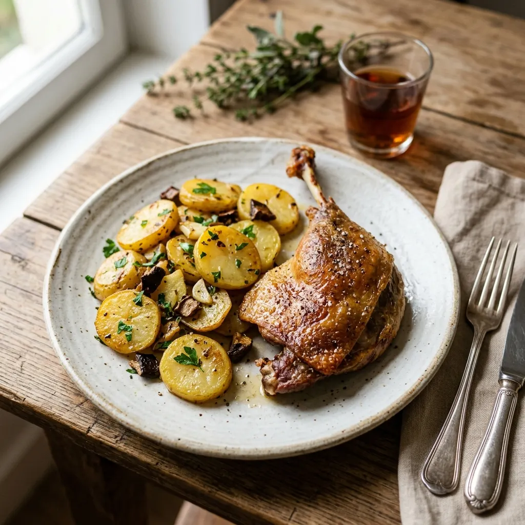 Le confit de canard et ses pommes de terre sarladaises