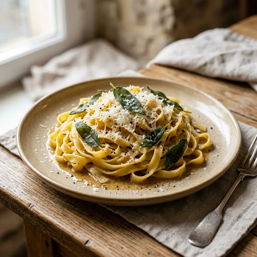 Tagliatelle burro e salvia (tagliatelles au beurre et à la sauge)