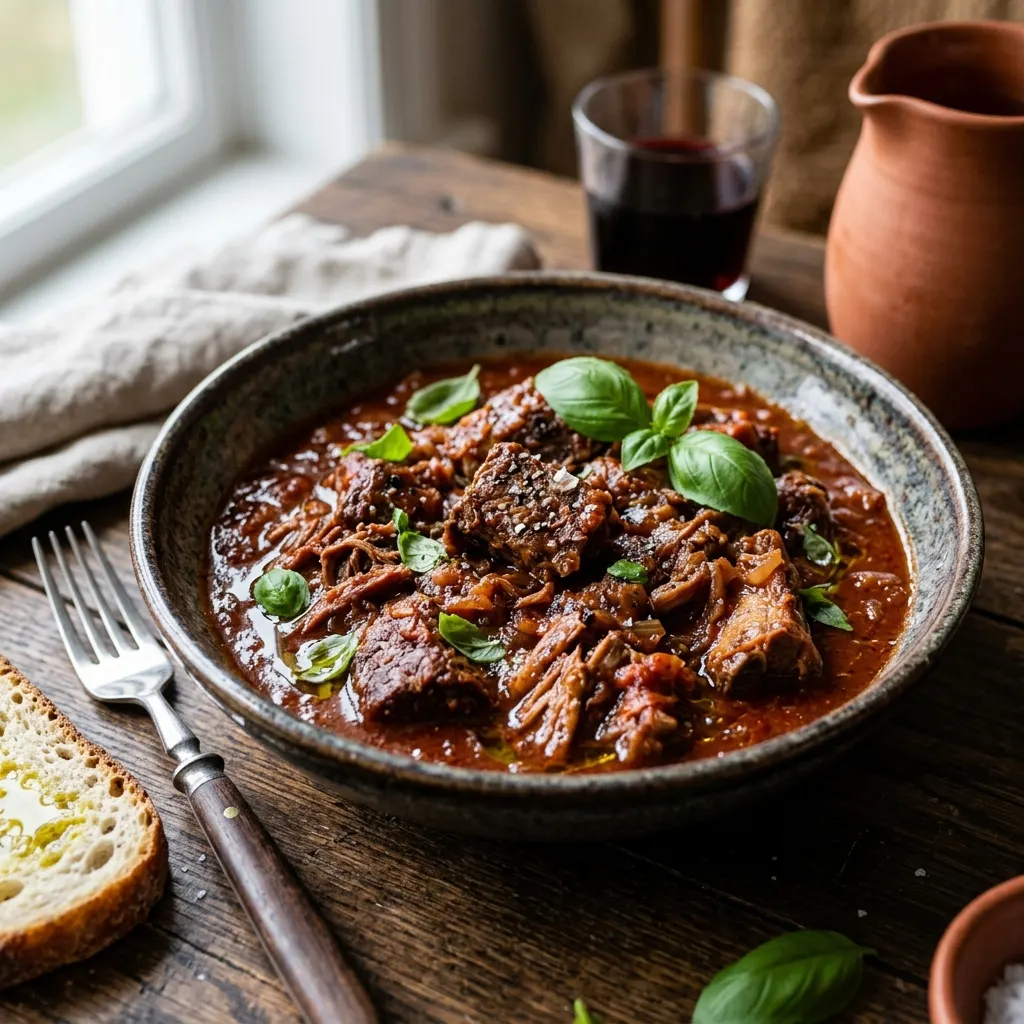 Ragù napoletano (sauce du dimanche mijotée aux deux viandes)