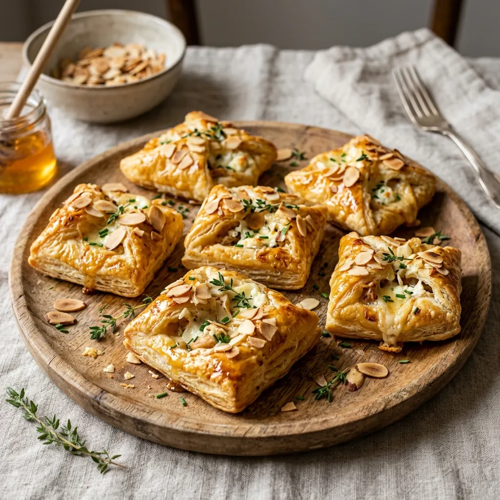 Feuilleté miel, poulet et amandes