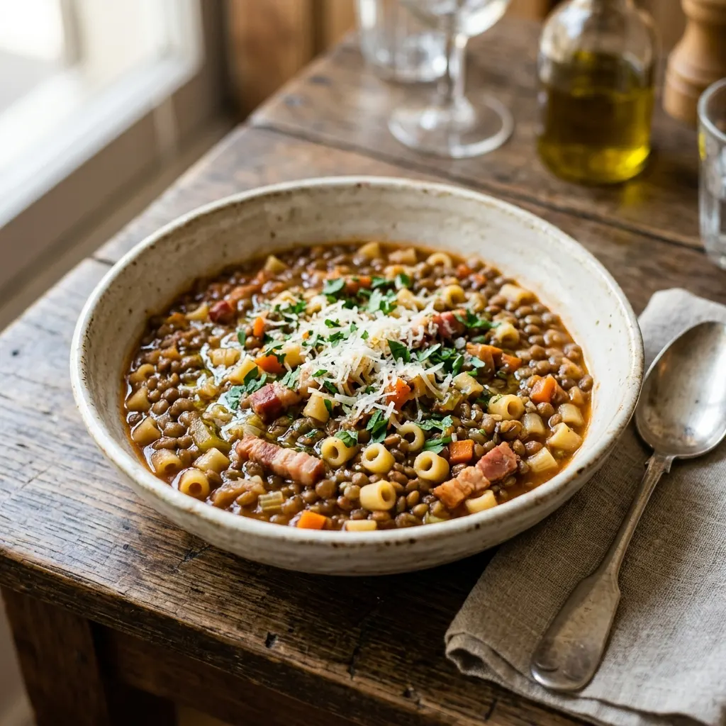 Pasta e lenticchie (pâtes aux lentilles)