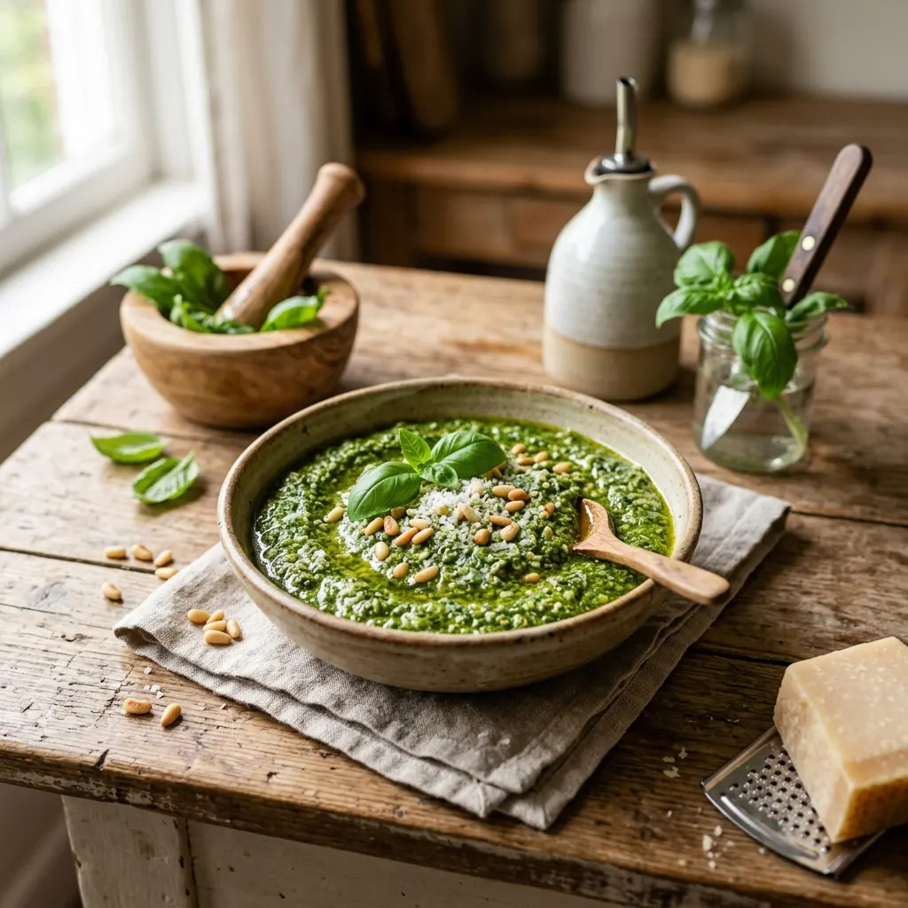 Pesto alla genovese (pesto génois au basilic)