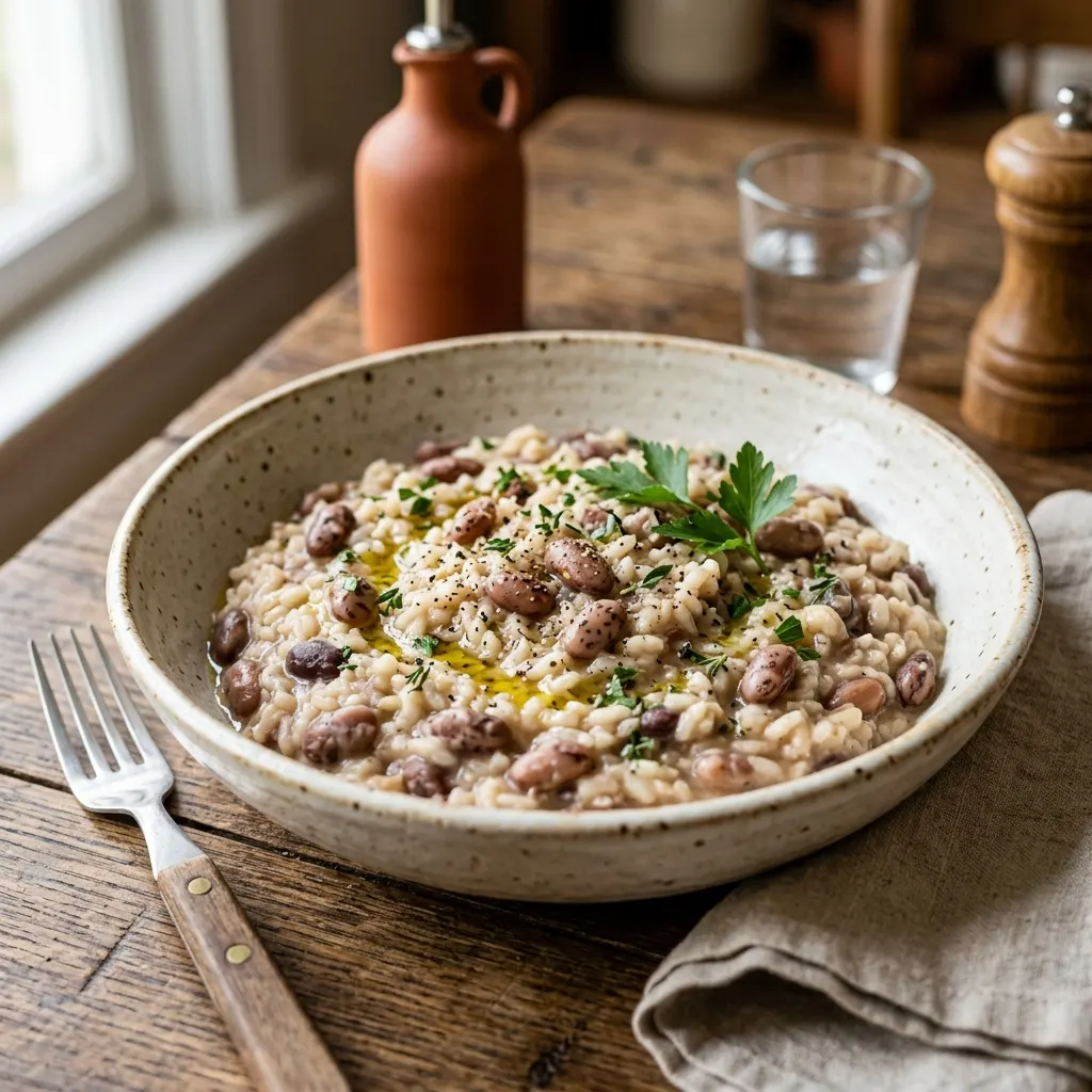Risotto ai borlotti (risotto aux haricots borlotti)