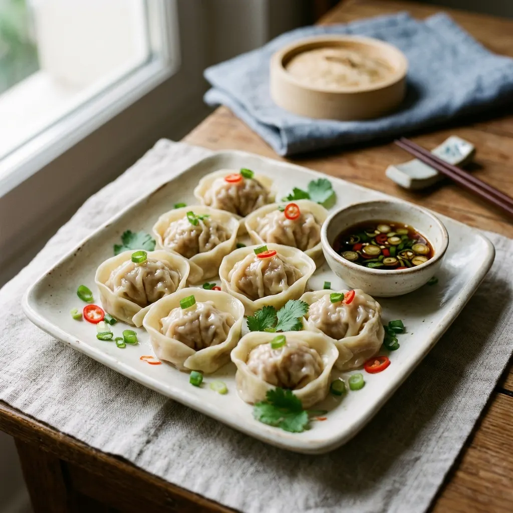 Bouchons réunionnais (raviolis de porc à la vapeur)