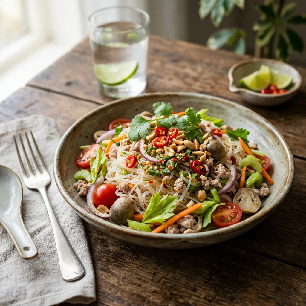 Yam woon sen (salade de vermicelles de soja à la thaïe)