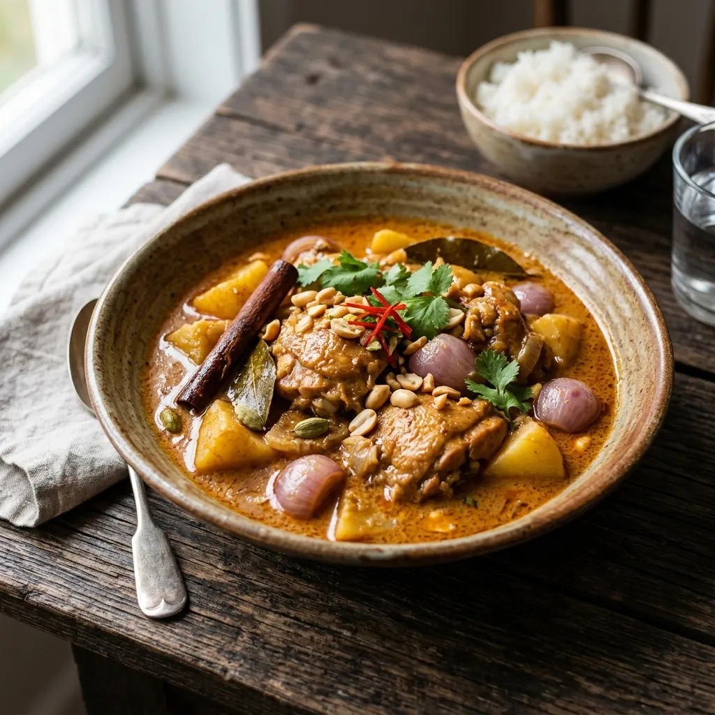 Gaeng massaman gai (curry massaman au poulet et aux pommes de terre)
