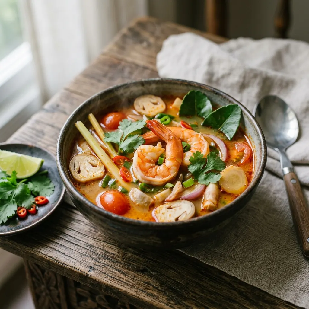 Tom yum kung (soupe de crevettes acidulée et pimentée)