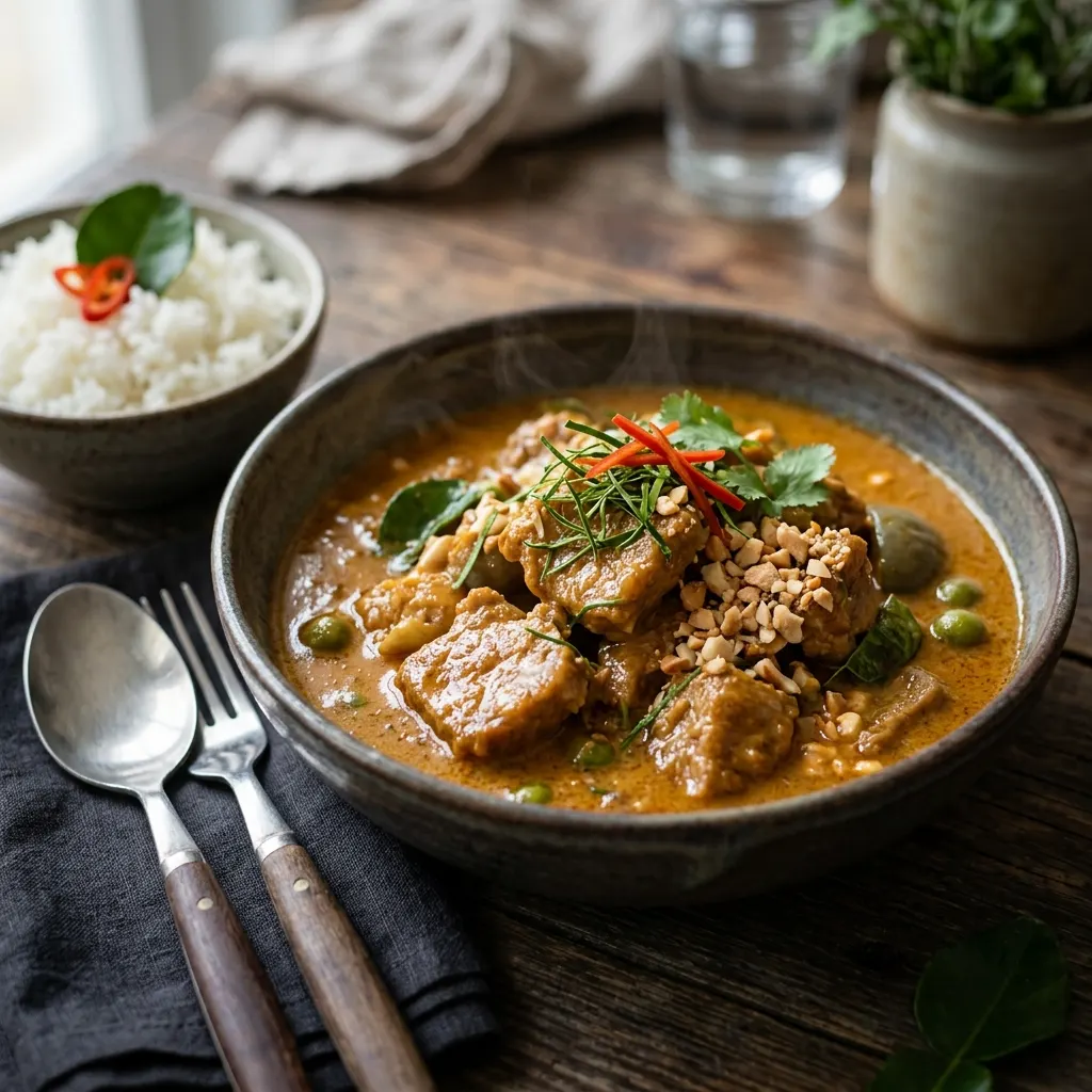 Panaeng moo (curry panaeng au porc et aux cacahuètes)