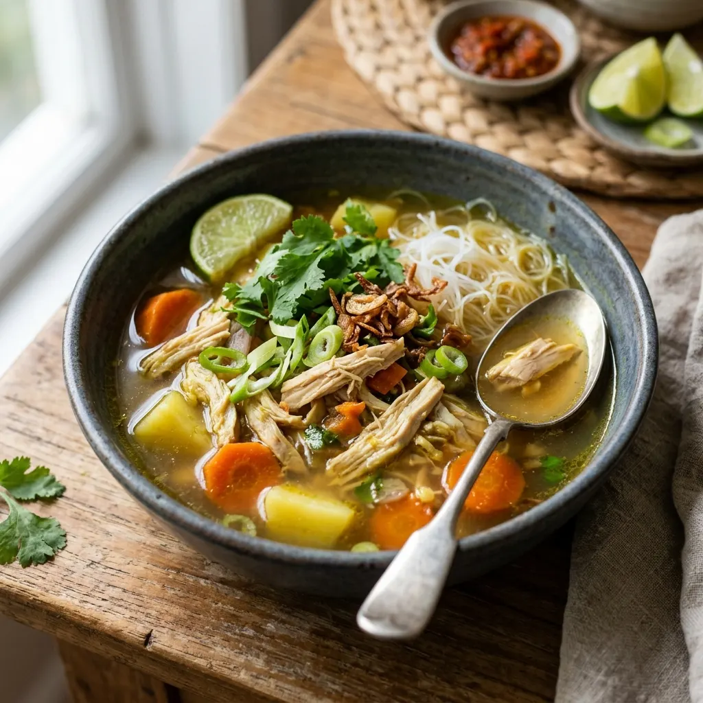 Soup ayam (soupe de poulet balinaise aux racines)