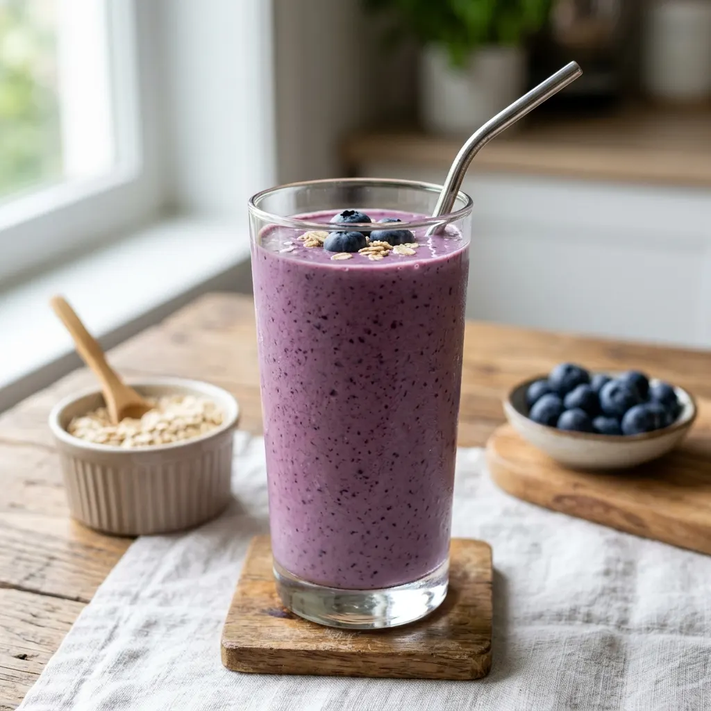 Smoothie myrtille et flocons d'avoine